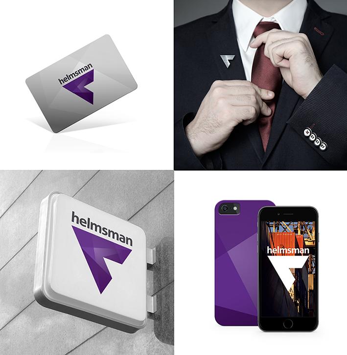 Helmsman Brand Identity: Card, Signage, iPhone Case and Suit Pin